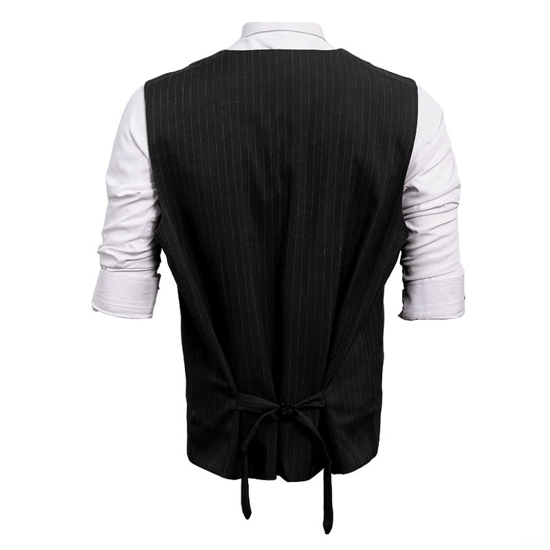 Herren-Anzugweste mit Nadelstreifen, mehreren Taschen und elegantem Business-Stil - image 7