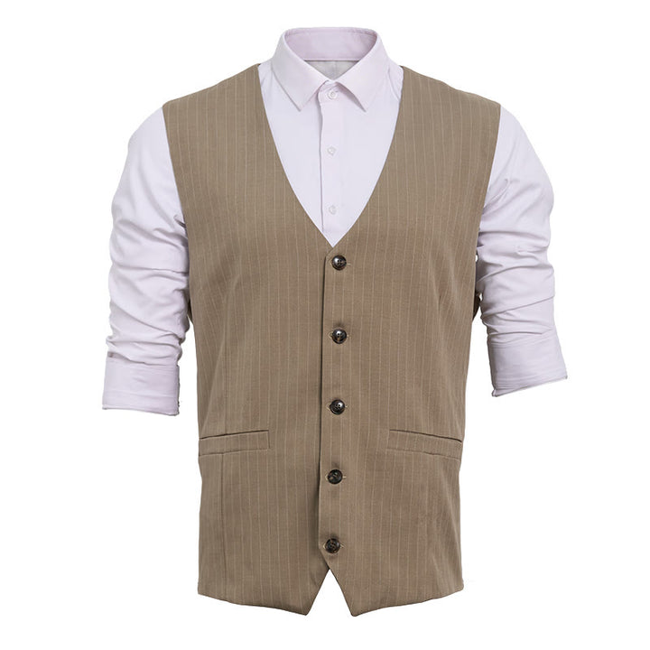 Herren-Anzugweste mit Nadelstreifen, mehreren Taschen und elegantem Business-Stil - image 12