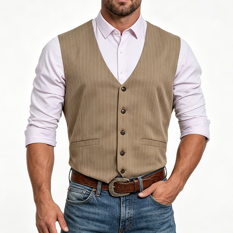 Herren-Anzugweste mit Nadelstreifen, mehreren Taschen und elegantem Business-Stil - image 1
