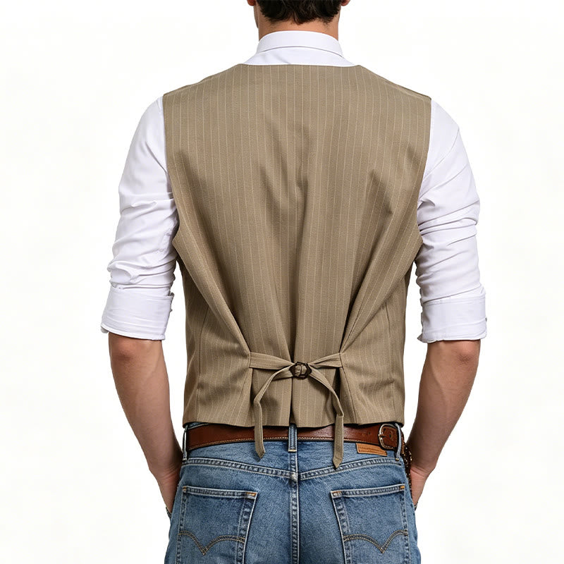 Herren-Anzugweste mit Nadelstreifen, mehreren Taschen und elegantem Business-Stil - image 3