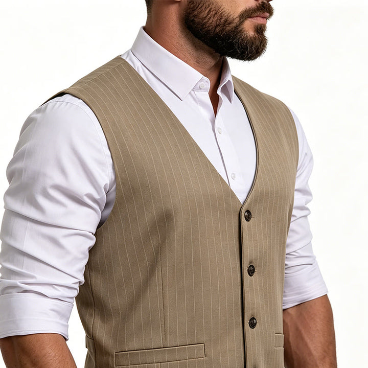 Herren-Anzugweste mit Nadelstreifen, mehreren Taschen und elegantem Business-Stil - image 2
