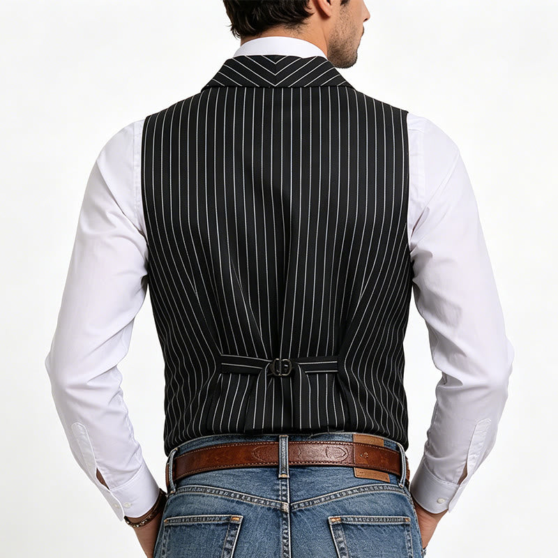 Slim-Fit-Streifenweste für Herren, eleganter Anzug - image 3