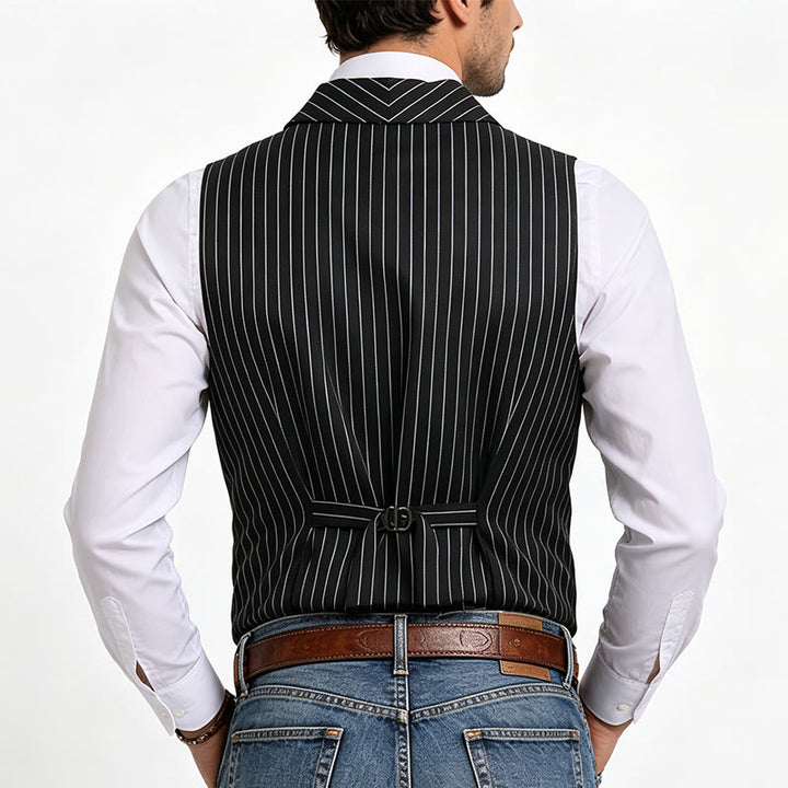 Slim-Fit-Streifenweste für Herren, eleganter Anzug - image 3