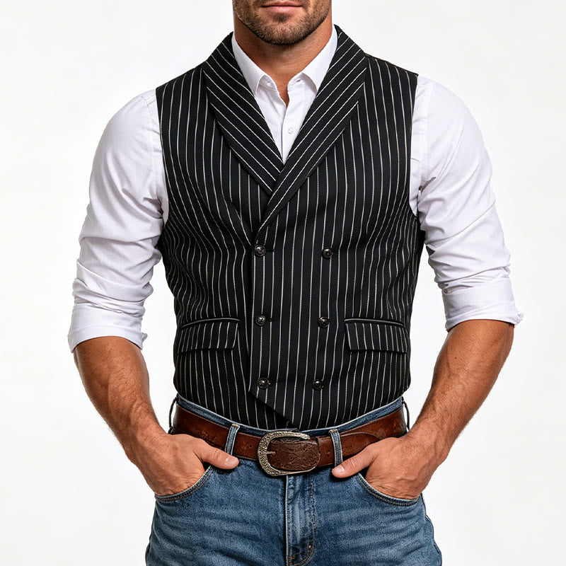 Slim-Fit-Streifenweste für Herren, eleganter Anzug - image 1