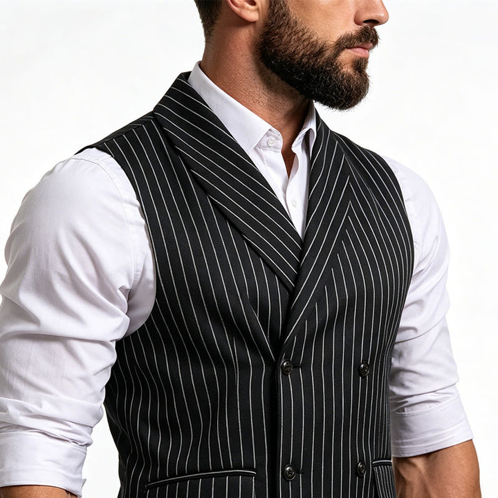 Slim-Fit-Streifenweste für Herren, eleganter Anzug - image 2