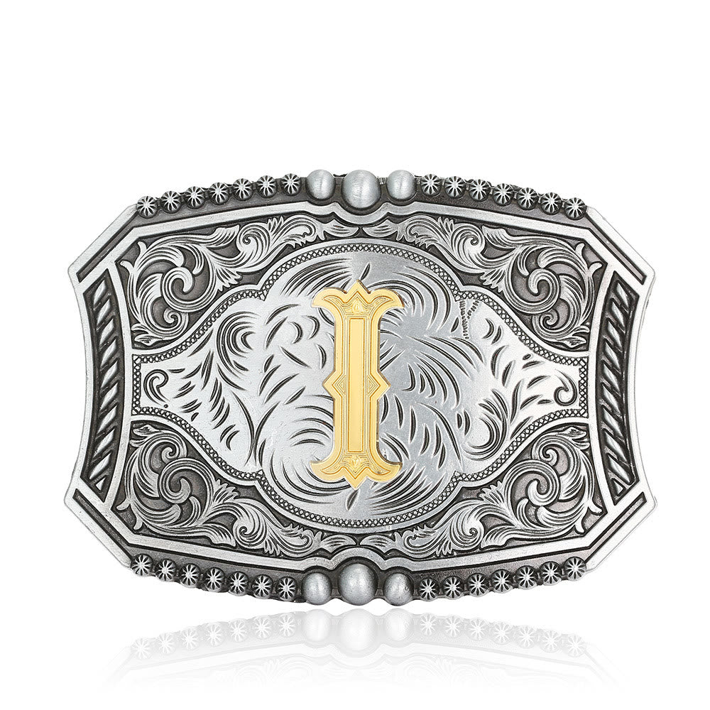 Vintage Ledergürtel mit quadratischer Schnalle und Initialen - ICH - Ohne Gürtel - image 12