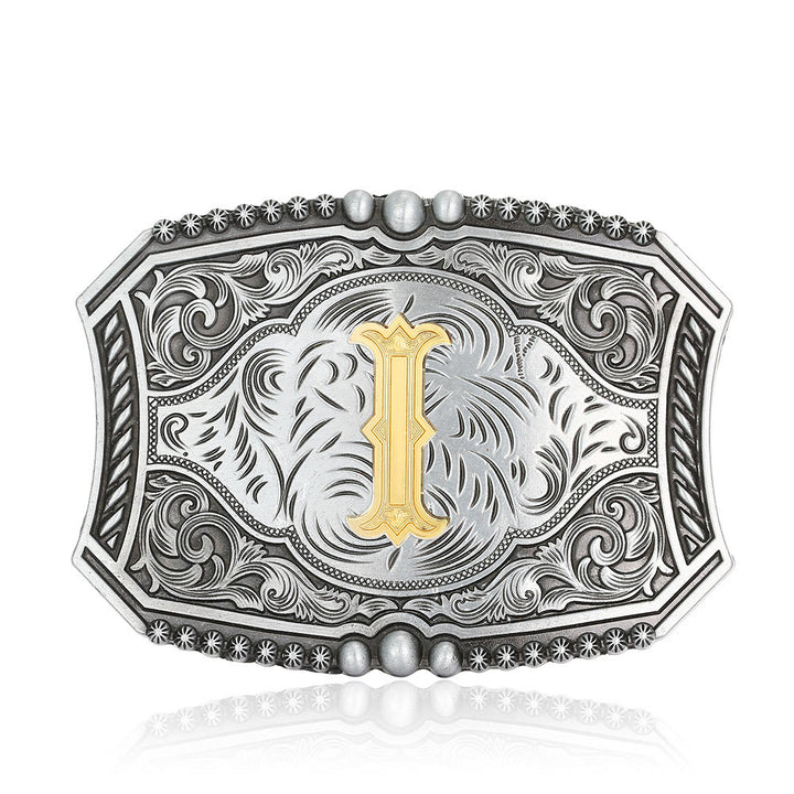Vintage Ledergürtel mit quadratischer Schnalle und Initialen - ICH - Ohne Gürtel - image 12