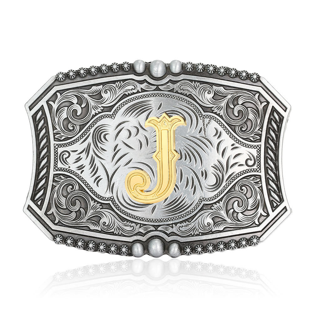Vintage Ledergürtel mit quadratischer Schnalle und Initialen - J - Ohne Gürtel - image 13