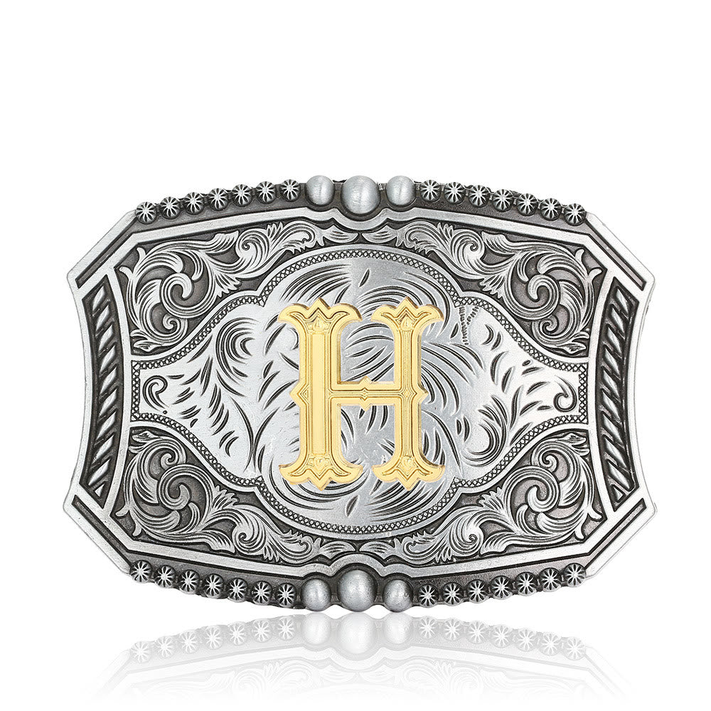 Vintage Ledergürtel mit quadratischer Schnalle und Initialen - H - Ohne Gürtel - image 11