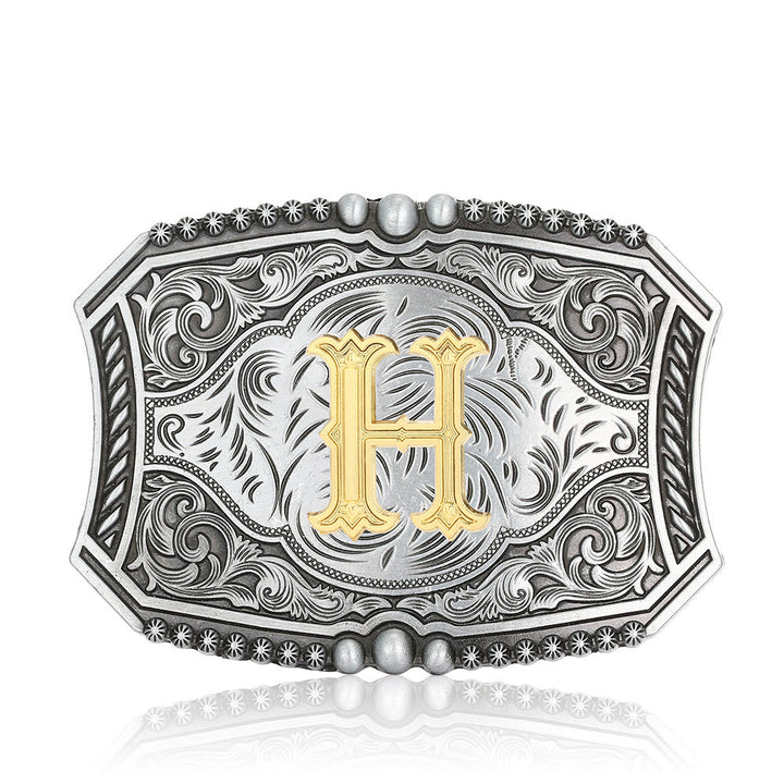 Vintage Ledergürtel mit quadratischer Schnalle und Initialen - H - Ohne Gürtel - image 11