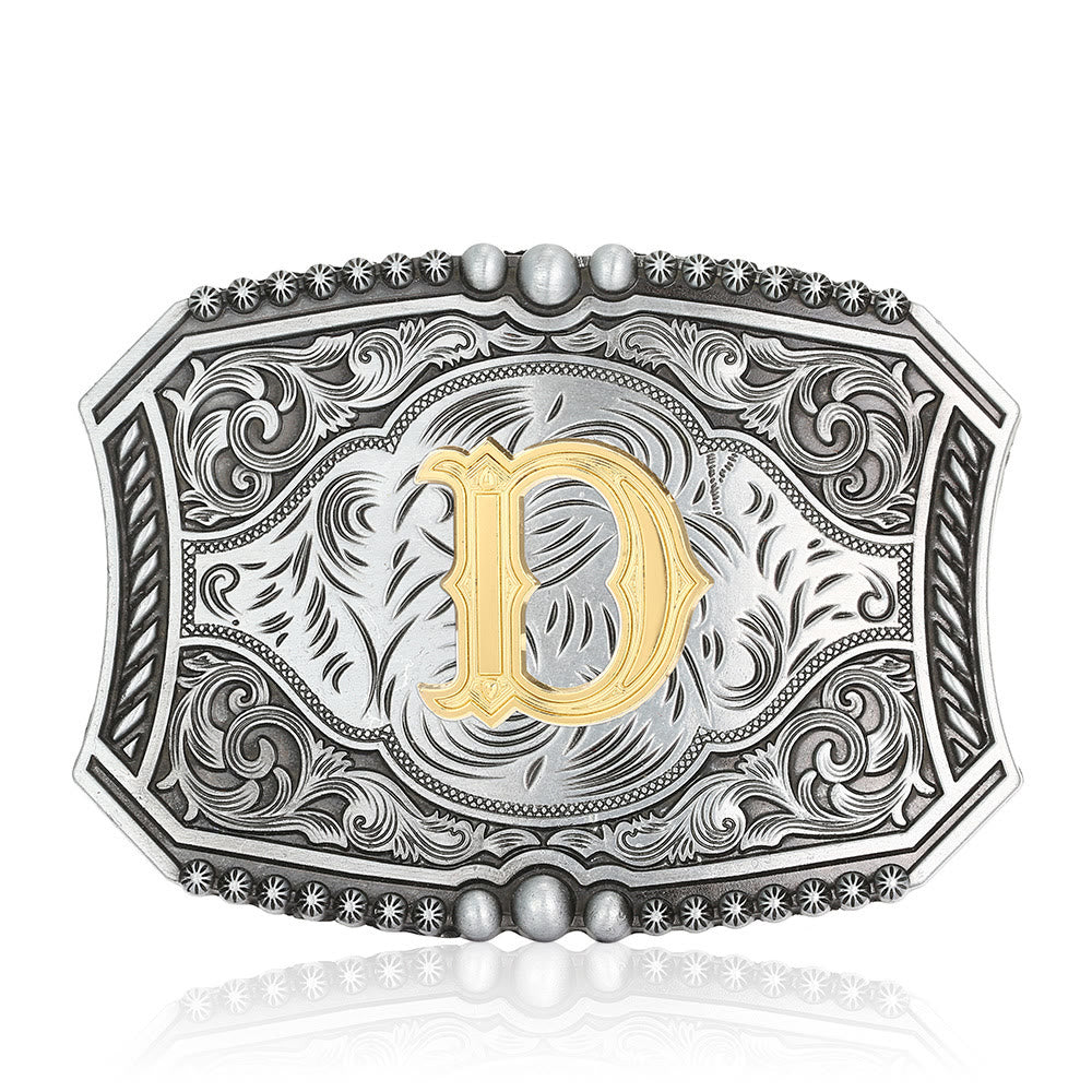 Vintage Ledergürtel mit quadratischer Schnalle und Initialen - D - Ohne Gürtel - image 7