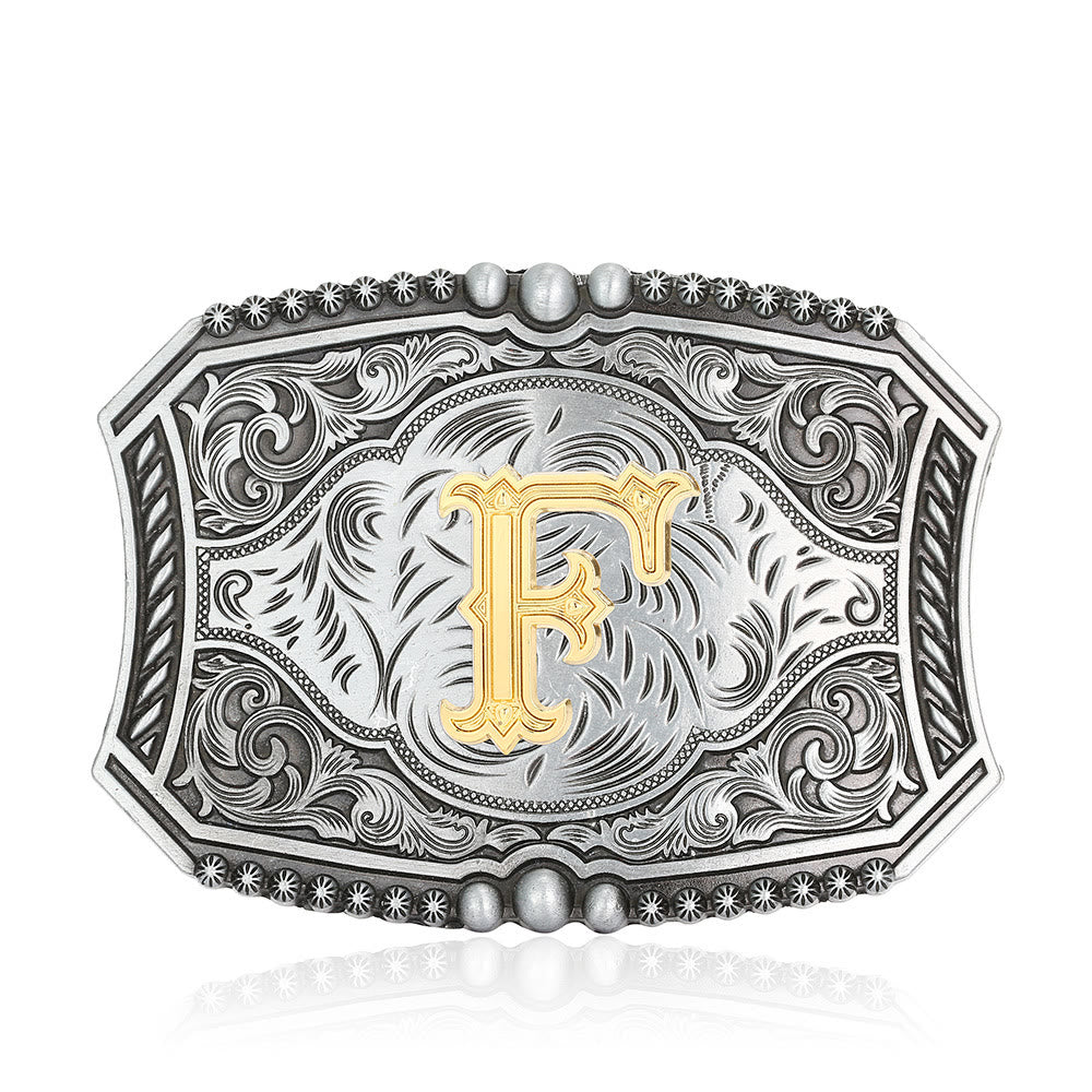 Vintage Ledergürtel mit quadratischer Schnalle und Initialen - F - Ohne Gürtel - image 9