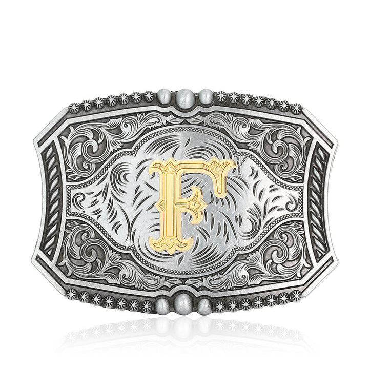 Vintage Ledergürtel mit quadratischer Schnalle und Initialen - F - Ohne Gürtel - image 9