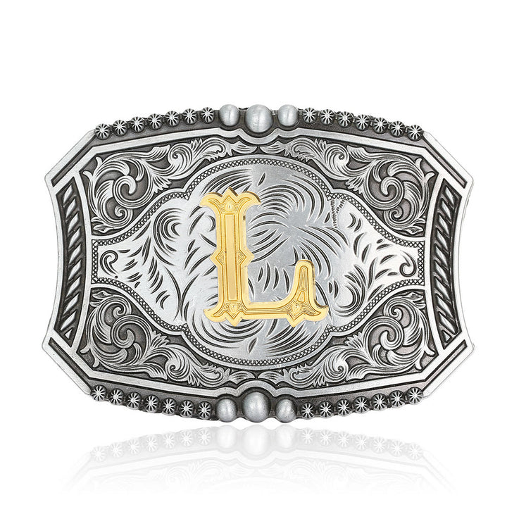Vintage Ledergürtel mit quadratischer Schnalle und Initialen - L - Ohne Gürtel - image 15