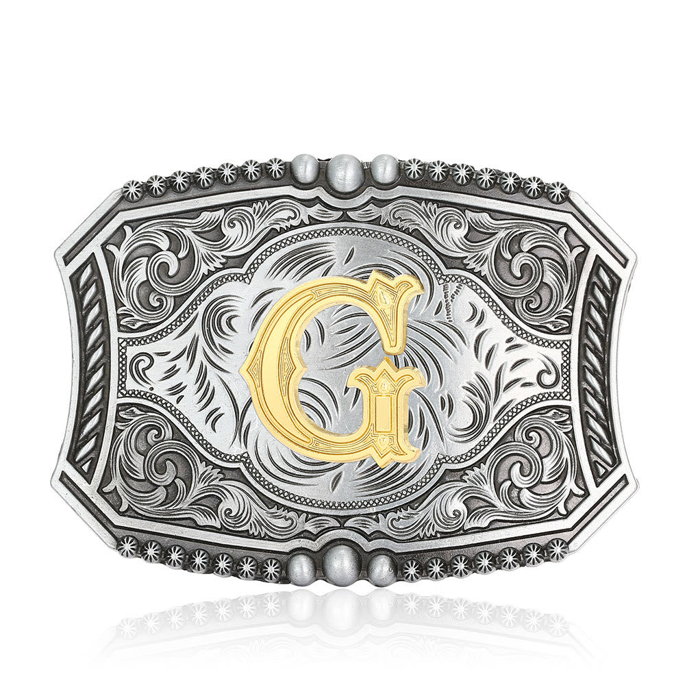 Vintage Ledergürtel mit quadratischer Schnalle und Initialen - G - Ohne Gürtel - image 10