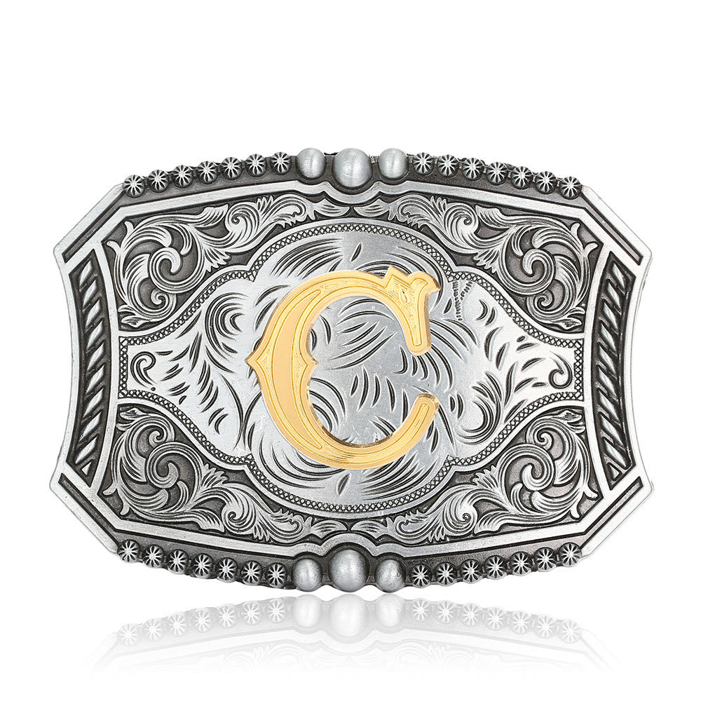 Vintage Ledergürtel mit quadratischer Schnalle und Initialen - C - Ohne Gürtel - image 6