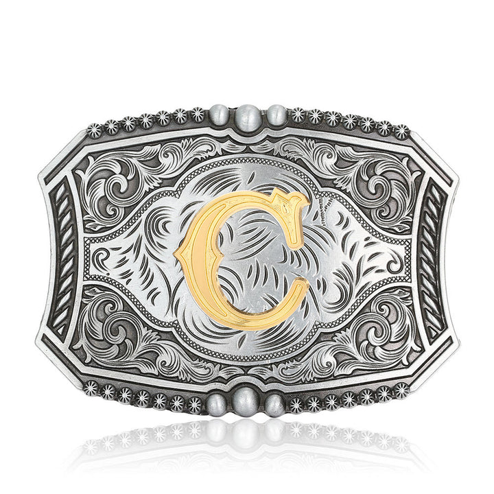 Vintage Ledergürtel mit quadratischer Schnalle und Initialen - C - Ohne Gürtel - image 6