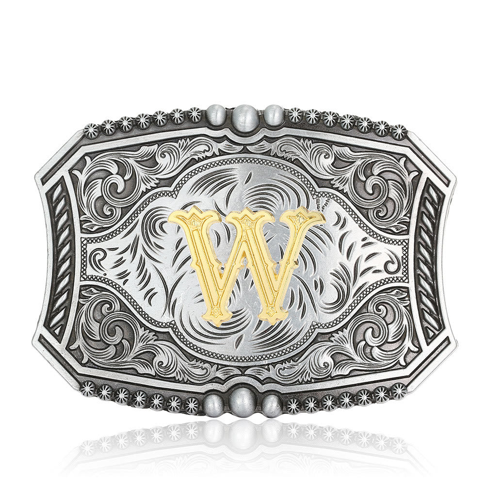 Vintage Ledergürtel mit quadratischer Schnalle und Initialen - W - Ohne Gürtel - image 26
