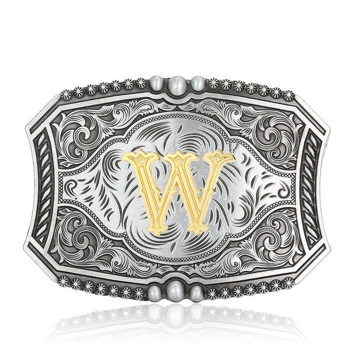 Vintage Ledergürtel mit quadratischer Schnalle und Initialen - W - Ohne Gürtel - image 26
