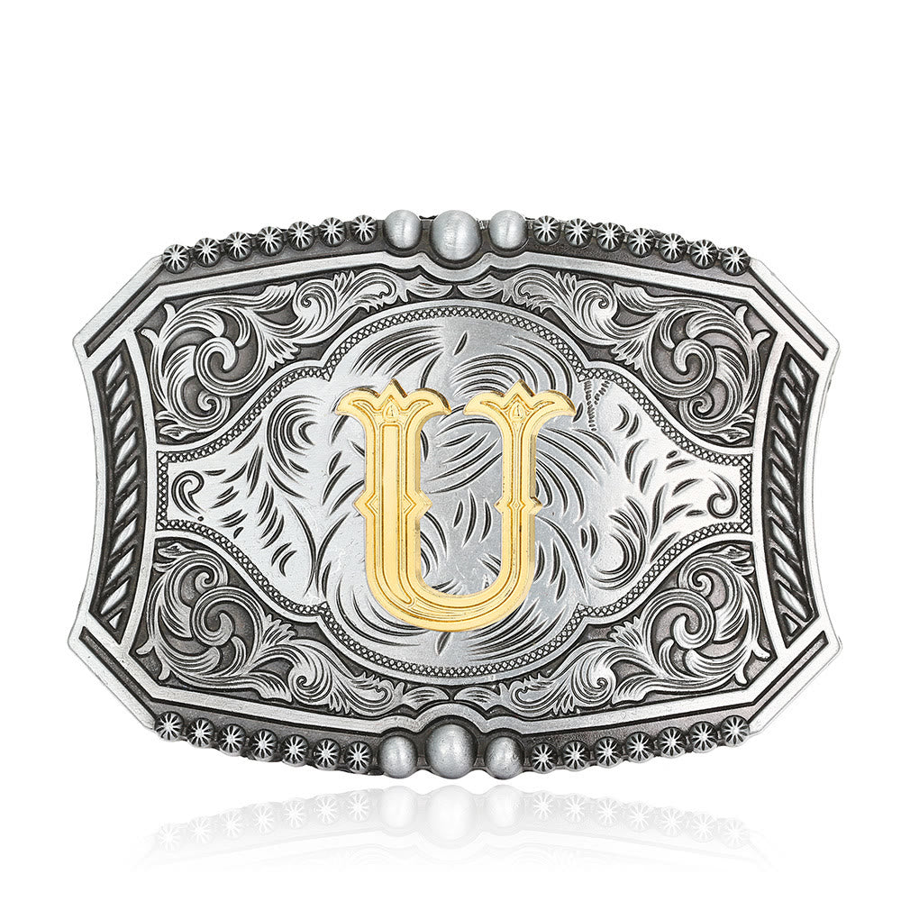 Vintage Ledergürtel mit quadratischer Schnalle und Initialen - U - Ohne Gürtel - image 24