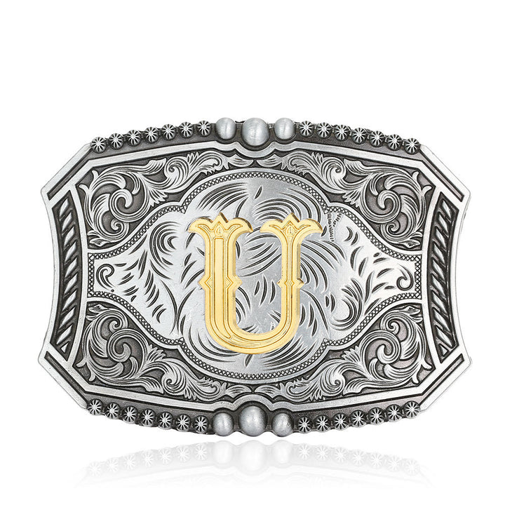 Vintage Ledergürtel mit quadratischer Schnalle und Initialen - U - Ohne Gürtel - image 24