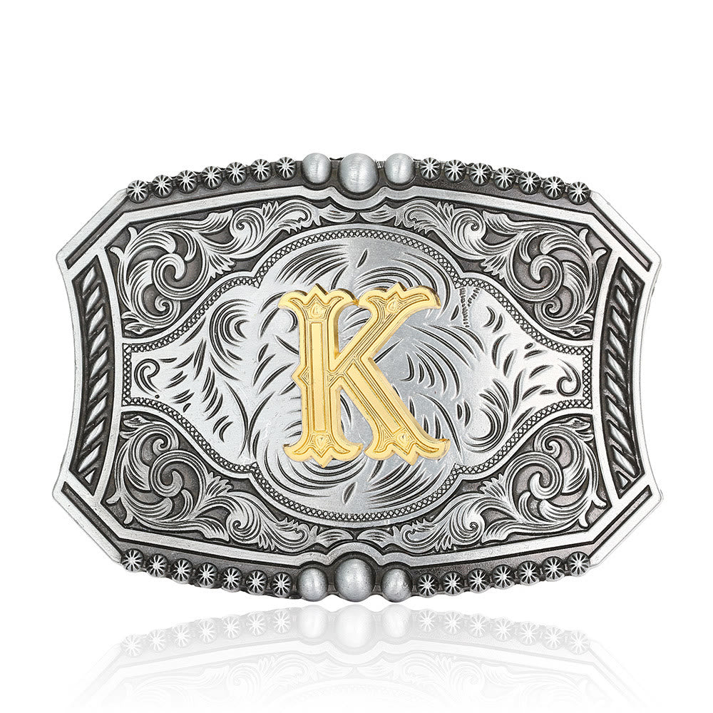 Vintage Ledergürtel mit quadratischer Schnalle und Initialen - K - Ohne Gürtel - image 14