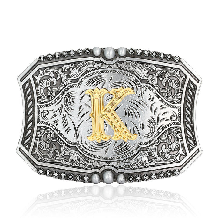 Vintage Ledergürtel mit quadratischer Schnalle und Initialen - K - Ohne Gürtel - image 14