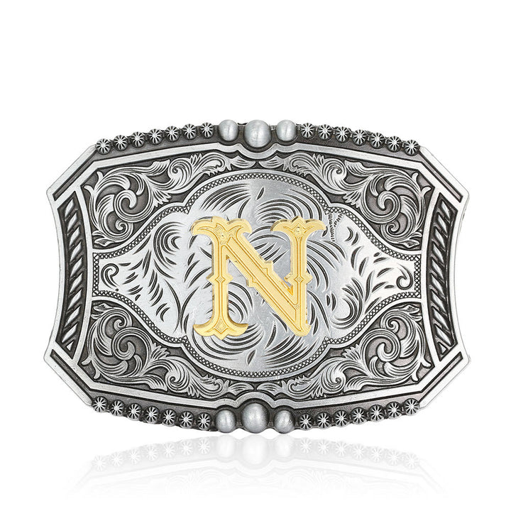 Vintage Ledergürtel mit quadratischer Schnalle und Initialen - N - Ohne Gürtel - image 17