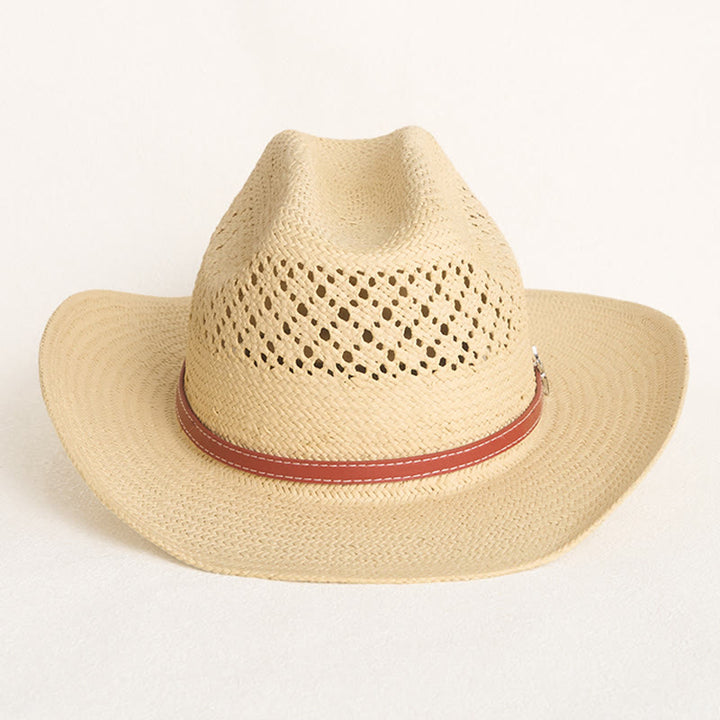 Stroh-Cowboyhut mit breiter Krempe und Lederband für Paare, Strandhut - image 1