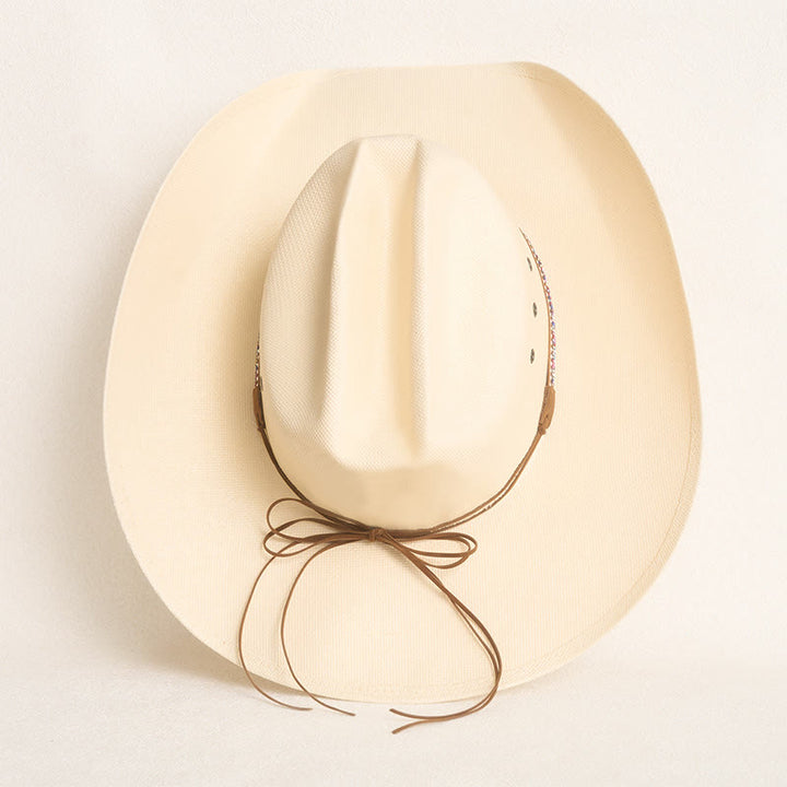 Robuster Stroh-Cowboyhut mit breiter Krempe und Sonnenschutz - image 6