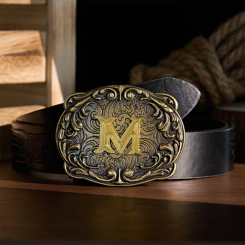 Retro-Ledergürtel mit Totem-Motiv und Western-Motiv (DIY-Schnalle) - image 1