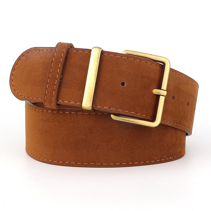 Retro-Western-Cowboy-Stil Wildledergürtel - Kamel - 34 - image 0