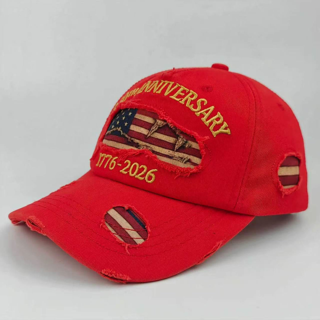 Vintage-Baseballkappe aus gewaschenem, abgenutztem Denim mit amerikanischer Flagge - Rot - Verstellbar (22 7/8"-24 1/2") - image 8