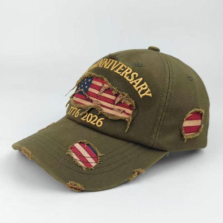 Vintage-Baseballkappe aus gewaschenem, abgenutztem Denim mit amerikanischer Flagge - Grün - Verstellbar (22 7/8"-24 1/2") - image 10