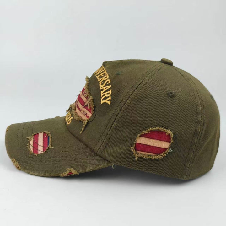 Vintage-Baseballkappe aus gewaschenem, abgenutztem Denim mit amerikanischer Flagge - image 11