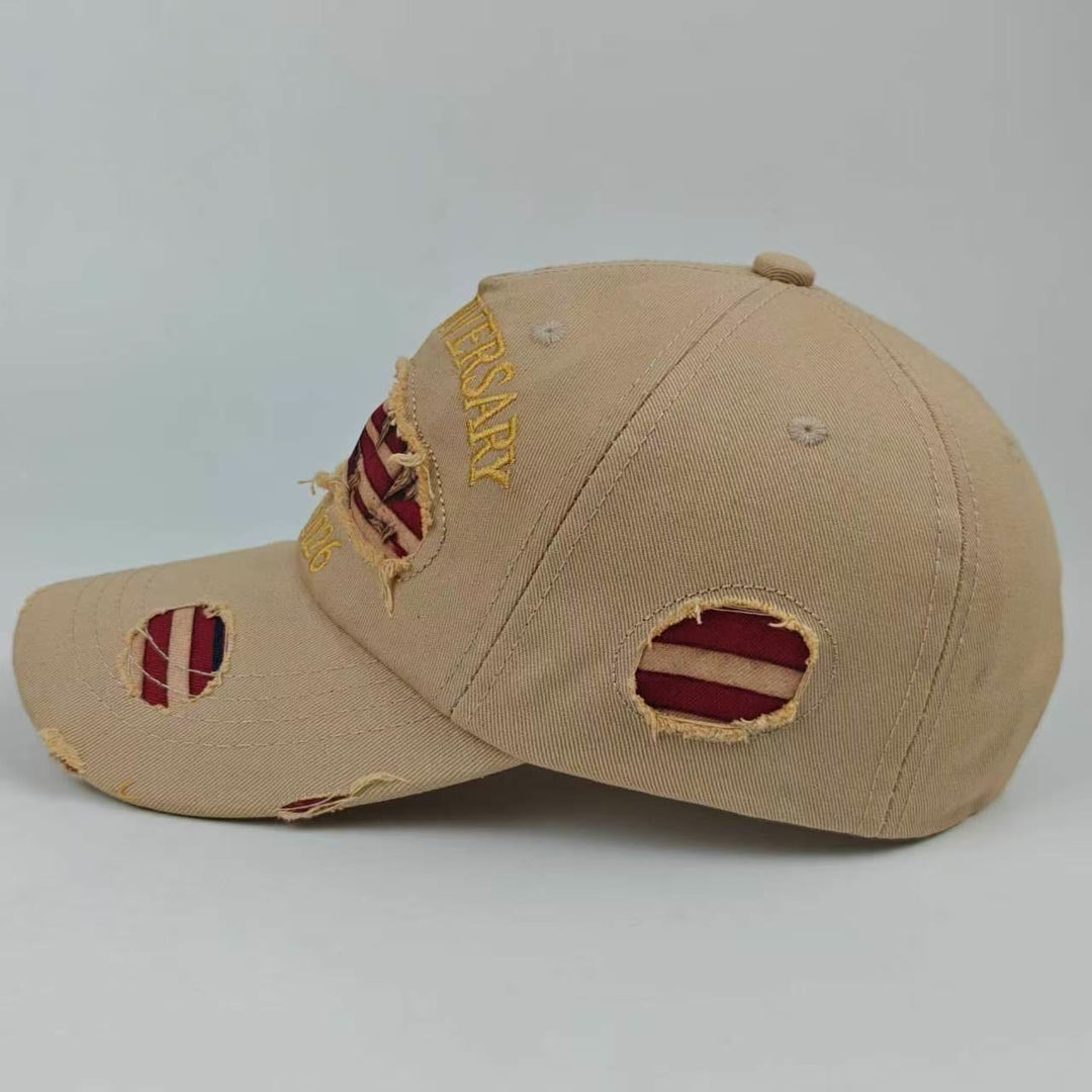 Vintage-Baseballkappe aus gewaschenem, abgenutztem Denim mit amerikanischer Flagge - image 5