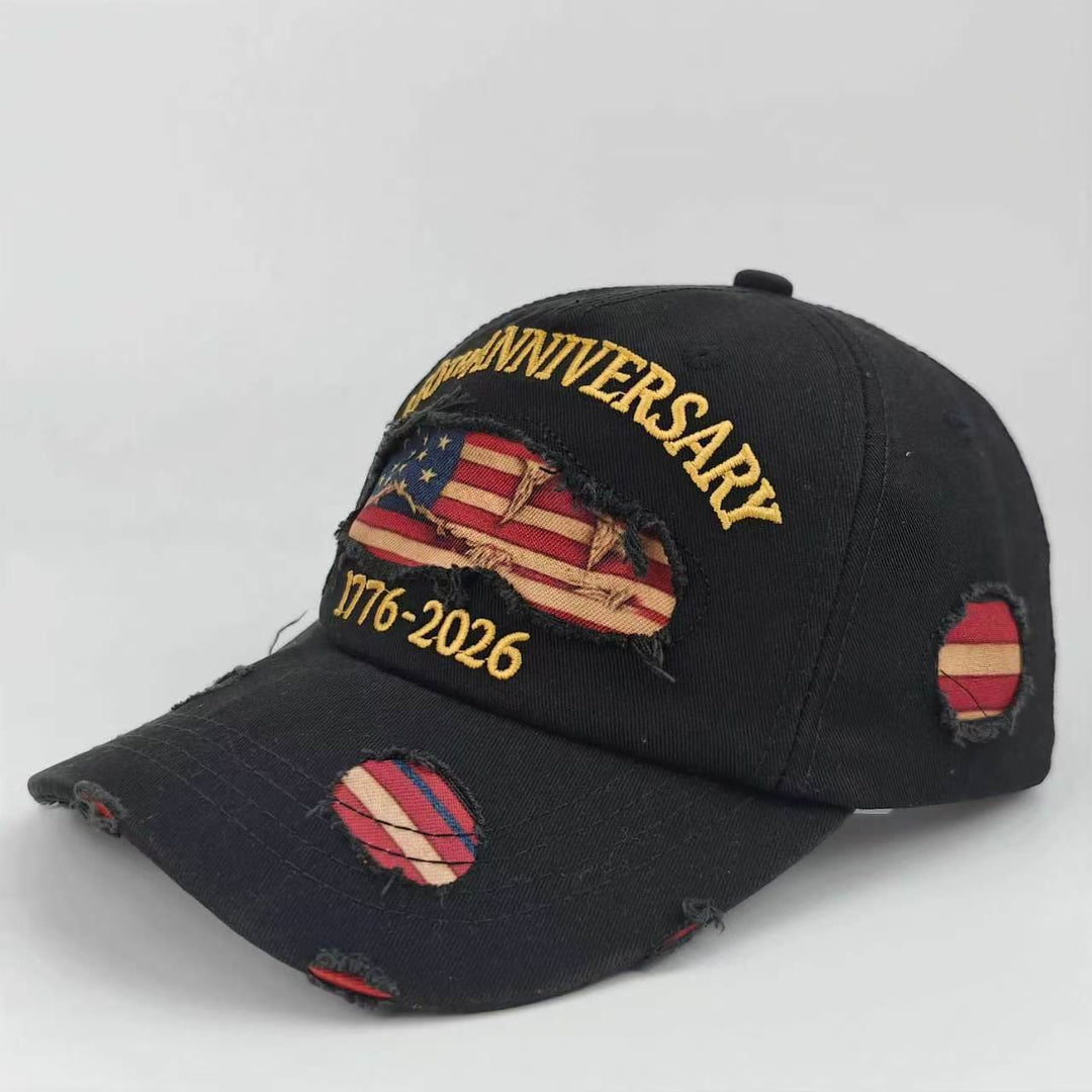 Vintage-Baseballkappe aus gewaschenem, abgenutztem Denim mit amerikanischer Flagge - Schwarz - Verstellbar (22 7/8"-24 1/2") - image 6