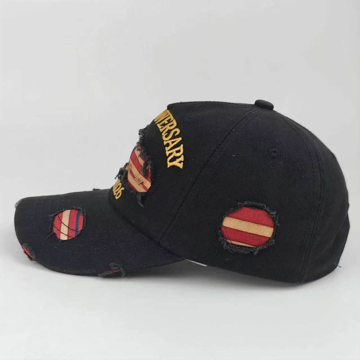 Vintage-Baseballkappe aus gewaschenem, abgenutztem Denim mit amerikanischer Flagge - image 7