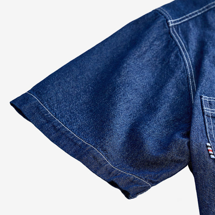 Lässiges Herren-Jeanshemd aus Baumwolle mit kurzen Ärmeln für den Alltag - image 5