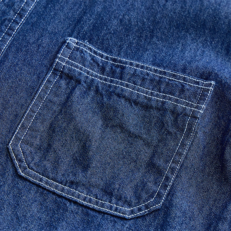 Lässiges Herren-Jeanshemd aus Baumwolle mit kurzen Ärmeln für den Alltag - image 4