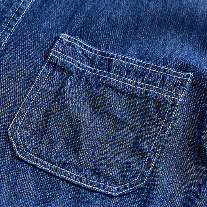 Lässiges Herren-Jeanshemd aus Baumwolle mit kurzen Ärmeln für den Alltag - image 4