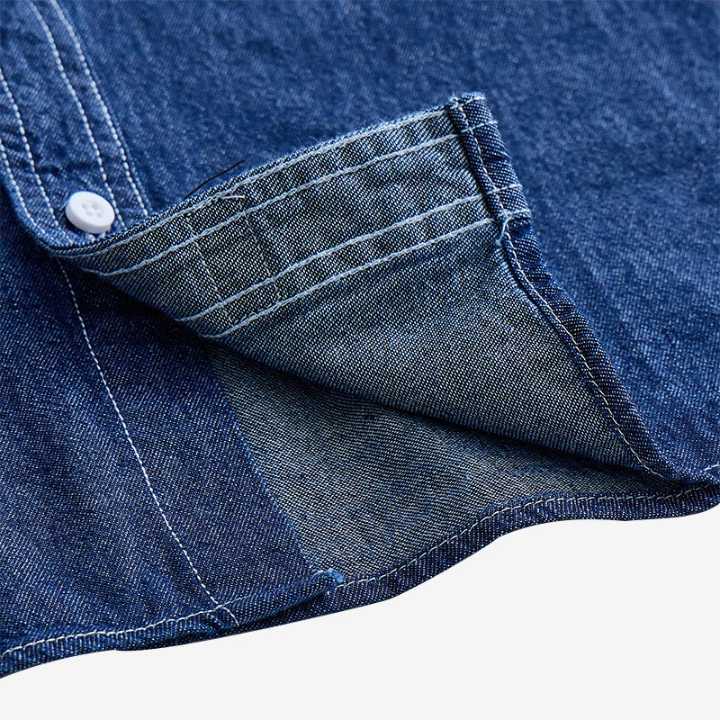 Lässiges Herren-Jeanshemd aus Baumwolle mit kurzen Ärmeln für den Alltag - image 6