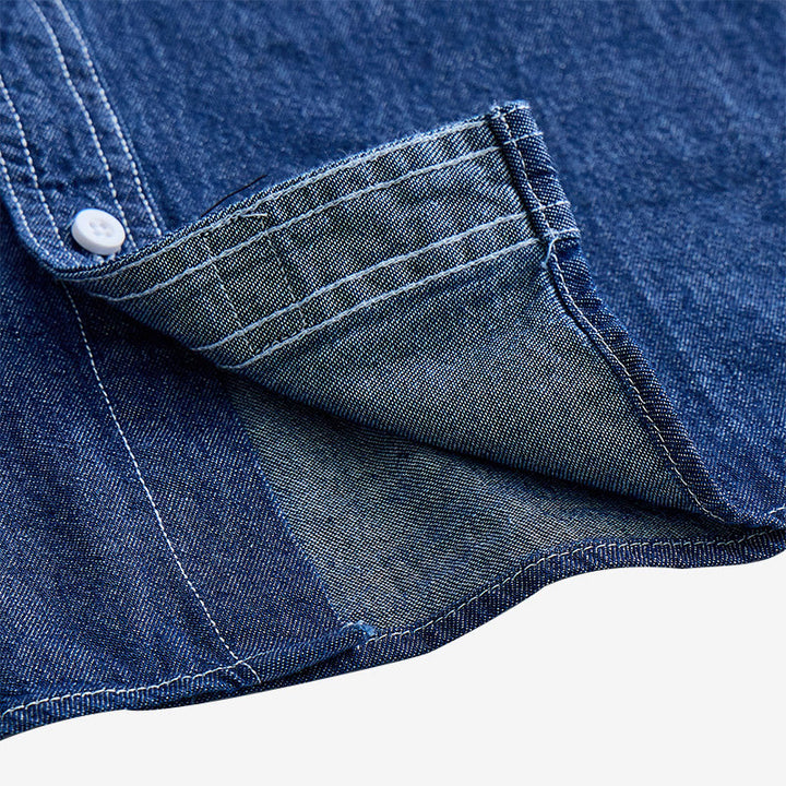 Lässiges Herren-Jeanshemd aus Baumwolle mit kurzen Ärmeln für den Alltag - image 6