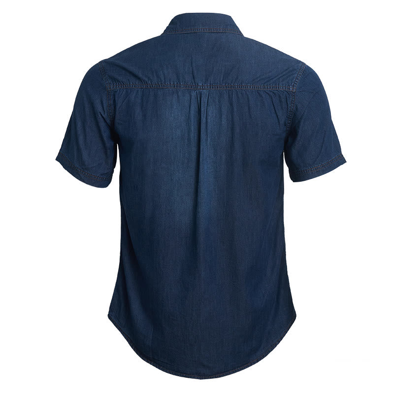 Lässiges Herren-Denimhemd im Vintage-Look mit kurzen Ärmeln - image 1