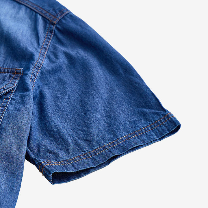 Lässiges Herren-Denimhemd im Vintage-Look mit kurzen Ärmeln - image 4