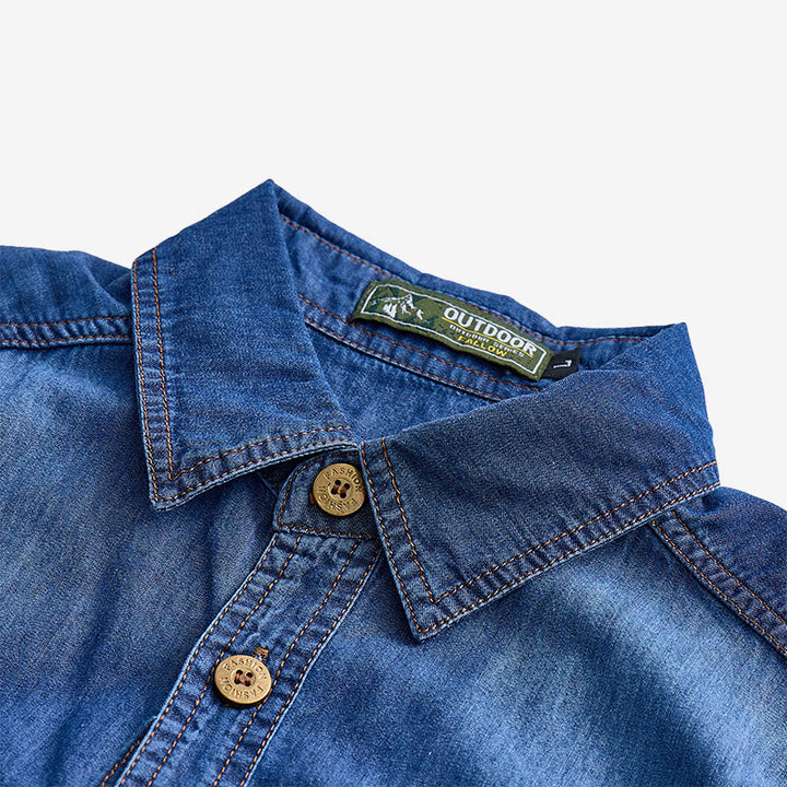 Lässiges Herren-Denimhemd im Vintage-Look mit kurzen Ärmeln - image 3