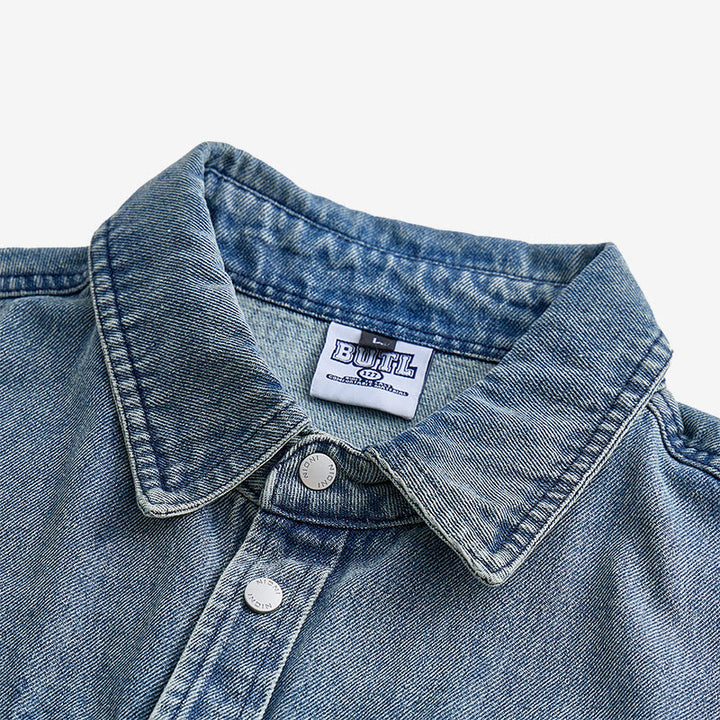 Vintage-Jeanshemd, kurzärmelig, Oversized, Arbeitskleidung - image 2