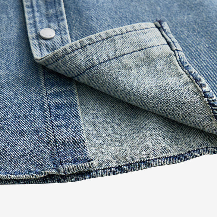 Vintage-Jeanshemd, kurzärmelig, Oversized, Arbeitskleidung - image 7