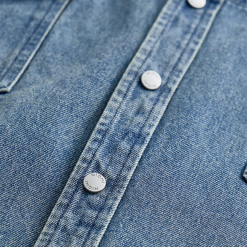 Vintage-Jeanshemd, kurzärmelig, Oversized, Arbeitskleidung - image 4