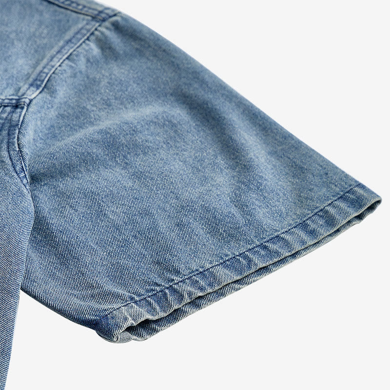 Vintage-Jeanshemd, kurzärmelig, Oversized, Arbeitskleidung - image 5